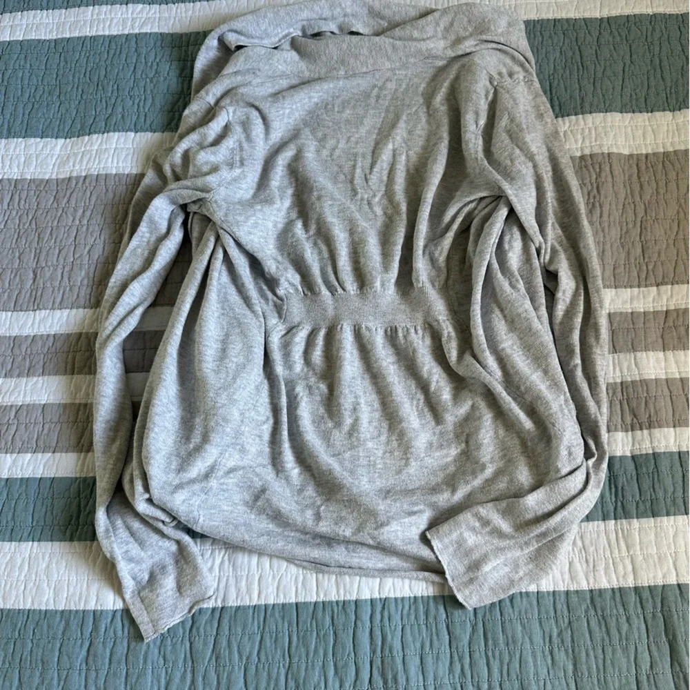 Express Y2K Cotton Open Cardigan Sweater Light Gray S Small